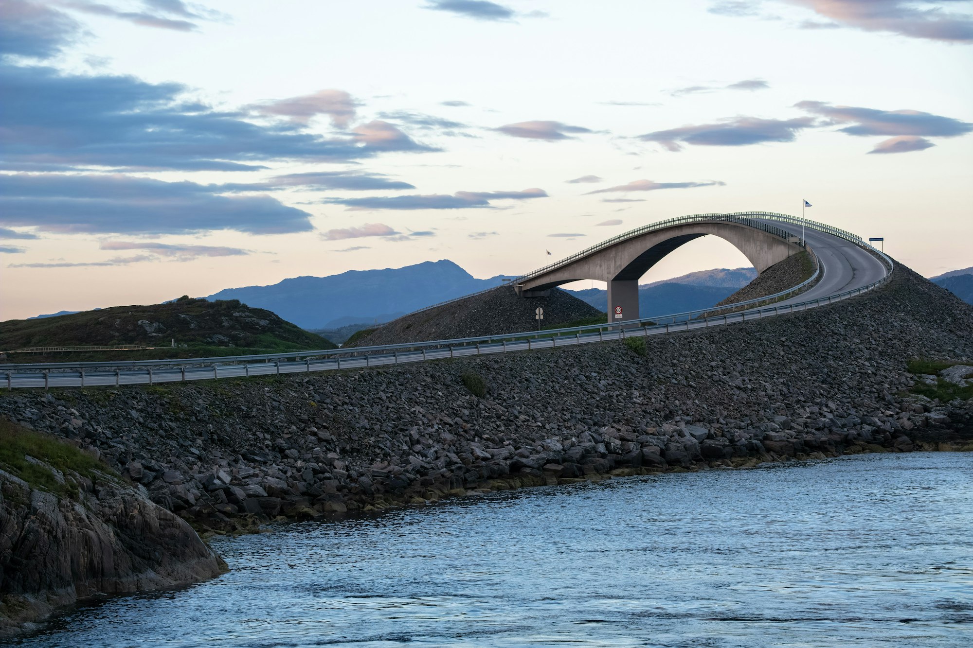 Mesmerizing Storseisundet Bridge that connect the Romsdal county to Romsdal peninsula in Norway